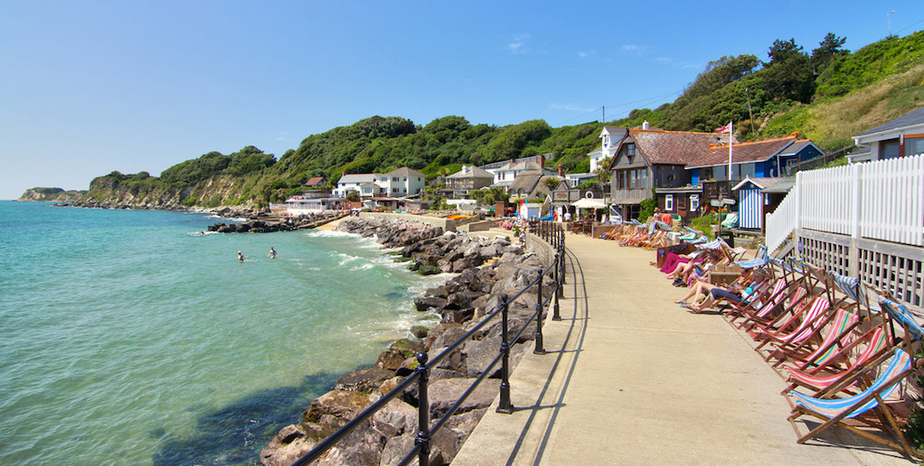 Steephill Cove on the Isle of Wight on a hot summer's day