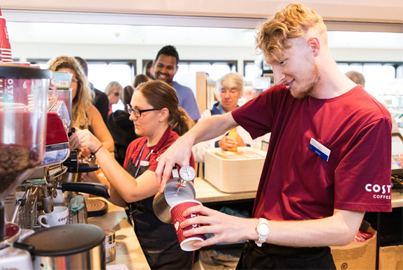 Costa staff pour drinks on board Wightlink ferry