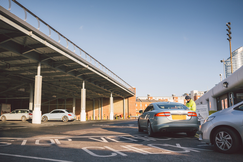 Cars check in at Gunwharf port, Portsmouth