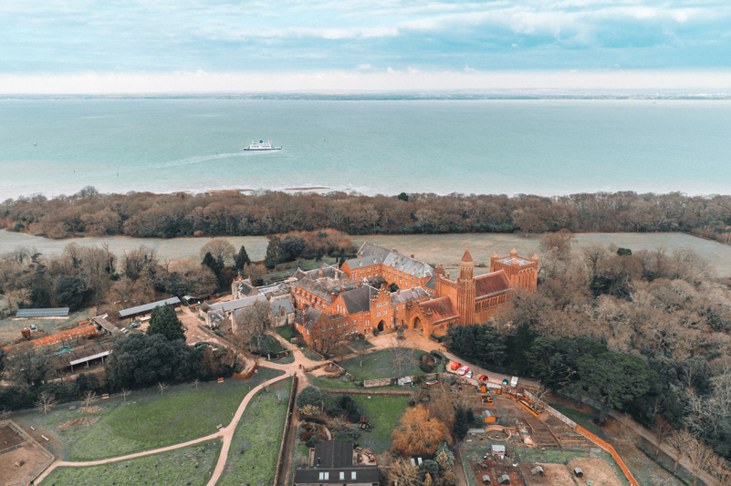 Aerial view of Quarr Abbey, Ryde, Isle of Wight