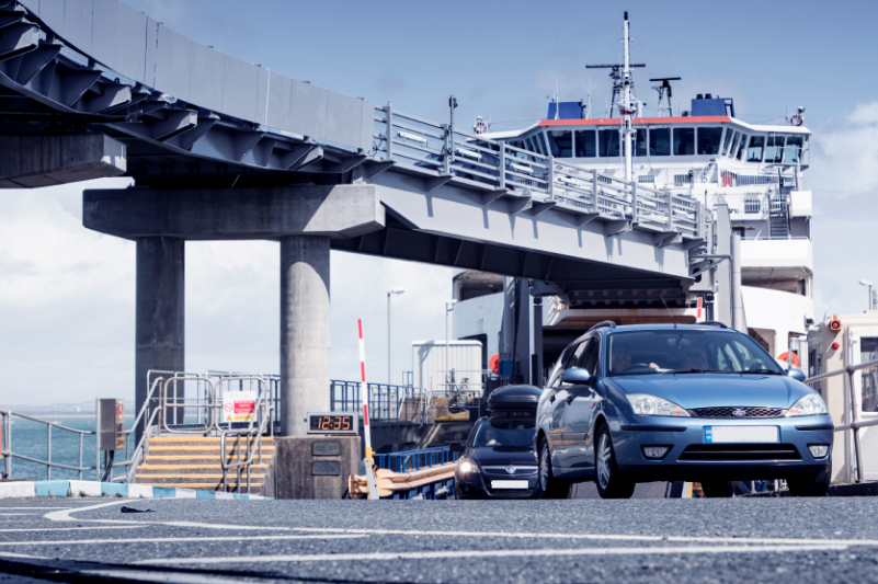 Cars leave Wightlink ferry