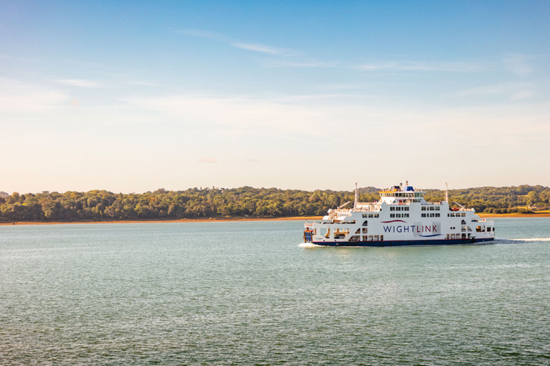 Wightlink ferry, St Clare on the Solent with the Isle of Wight in the background
