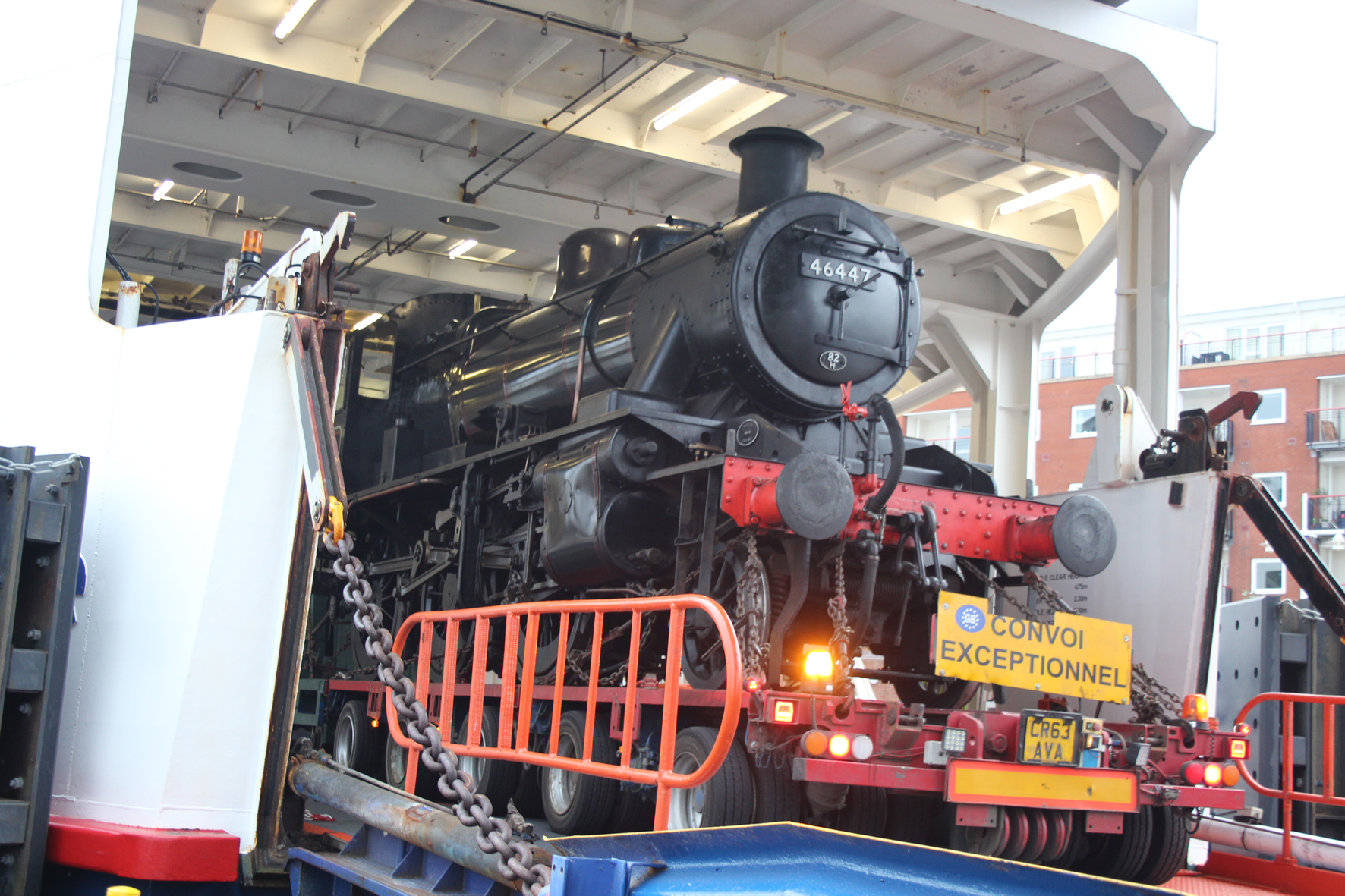 Isle of Wight Steam Railway locomotive departing a Wightlink ferry