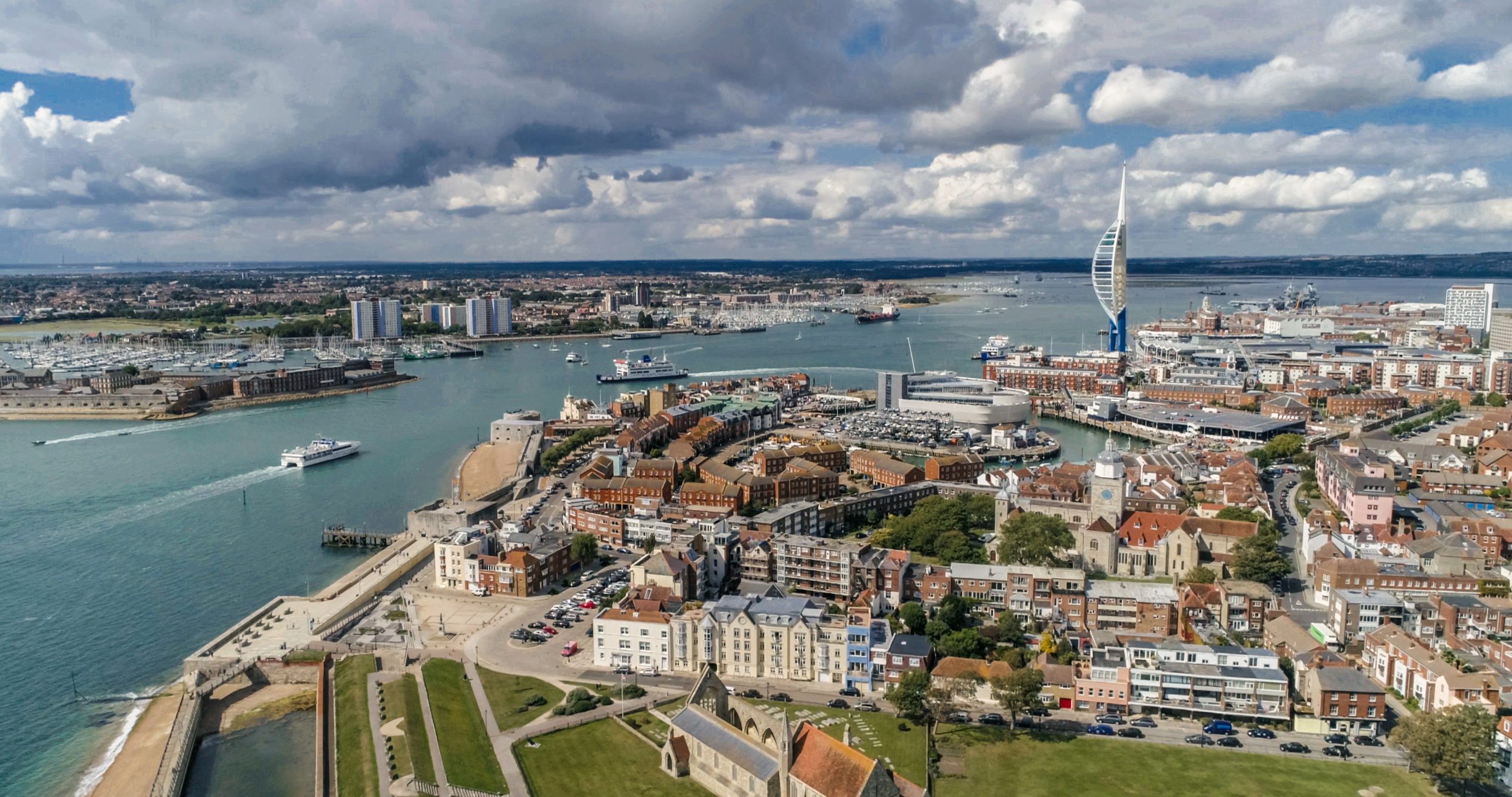 View of Portsmouth harbour from the air