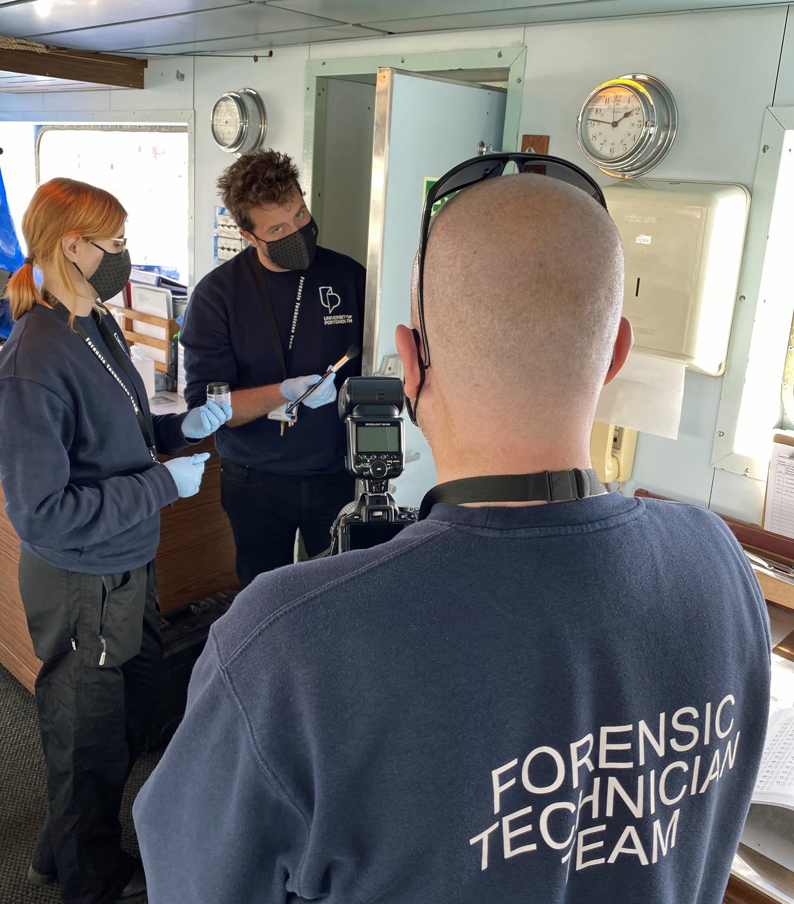 Forensic technicians onboard Wightlink's St Faith Ferry