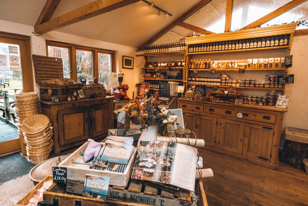 Inside a farm shop at Quarr Abbey Isle of Wight