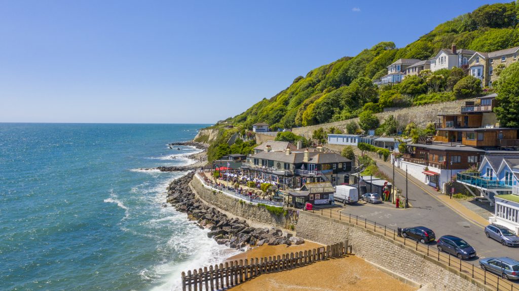 A pub on the waterfront at Ventnor beach, Isle of Wight