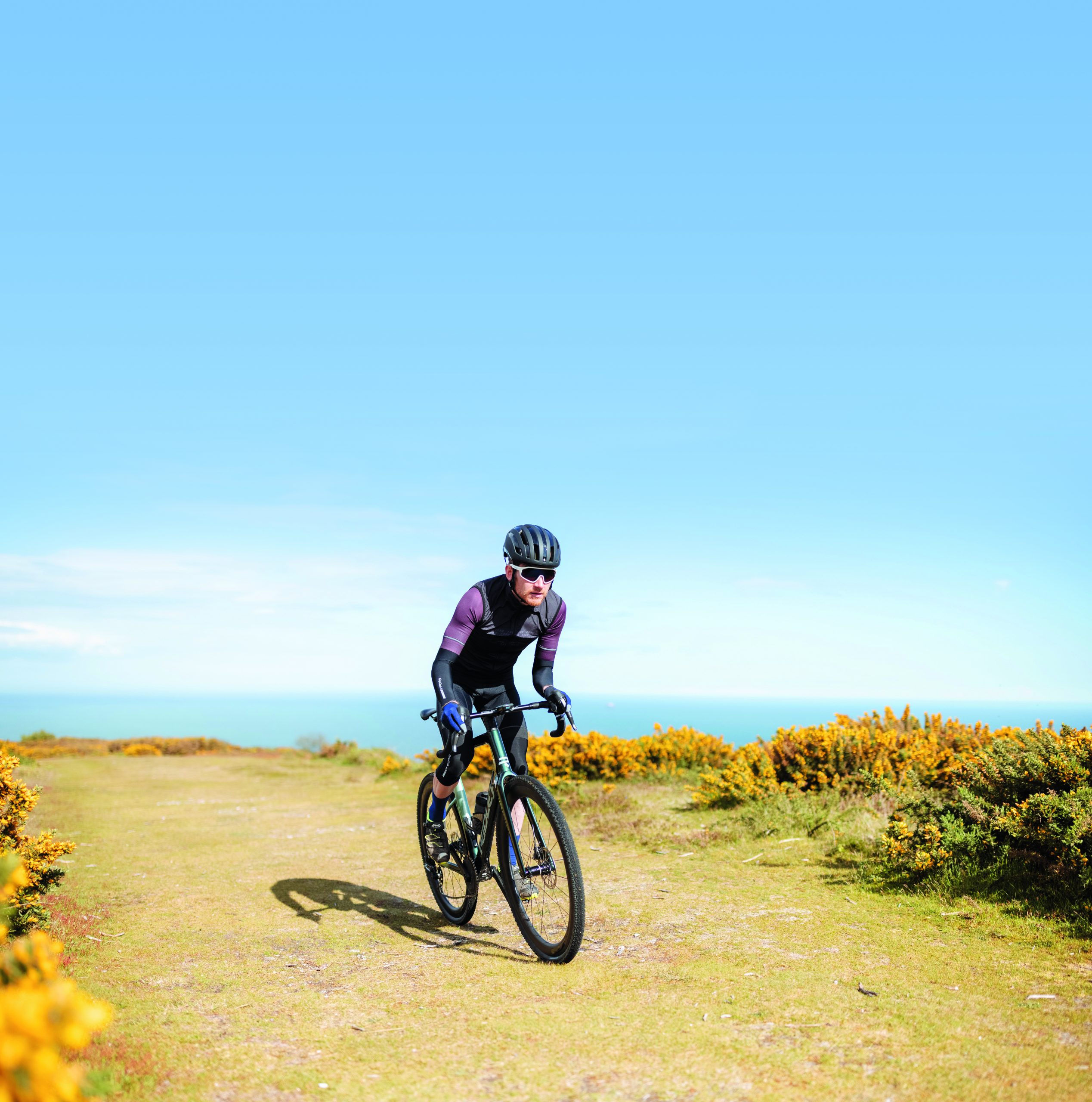 Cyclist Joe Staunton on his bike on the Isle of Wight