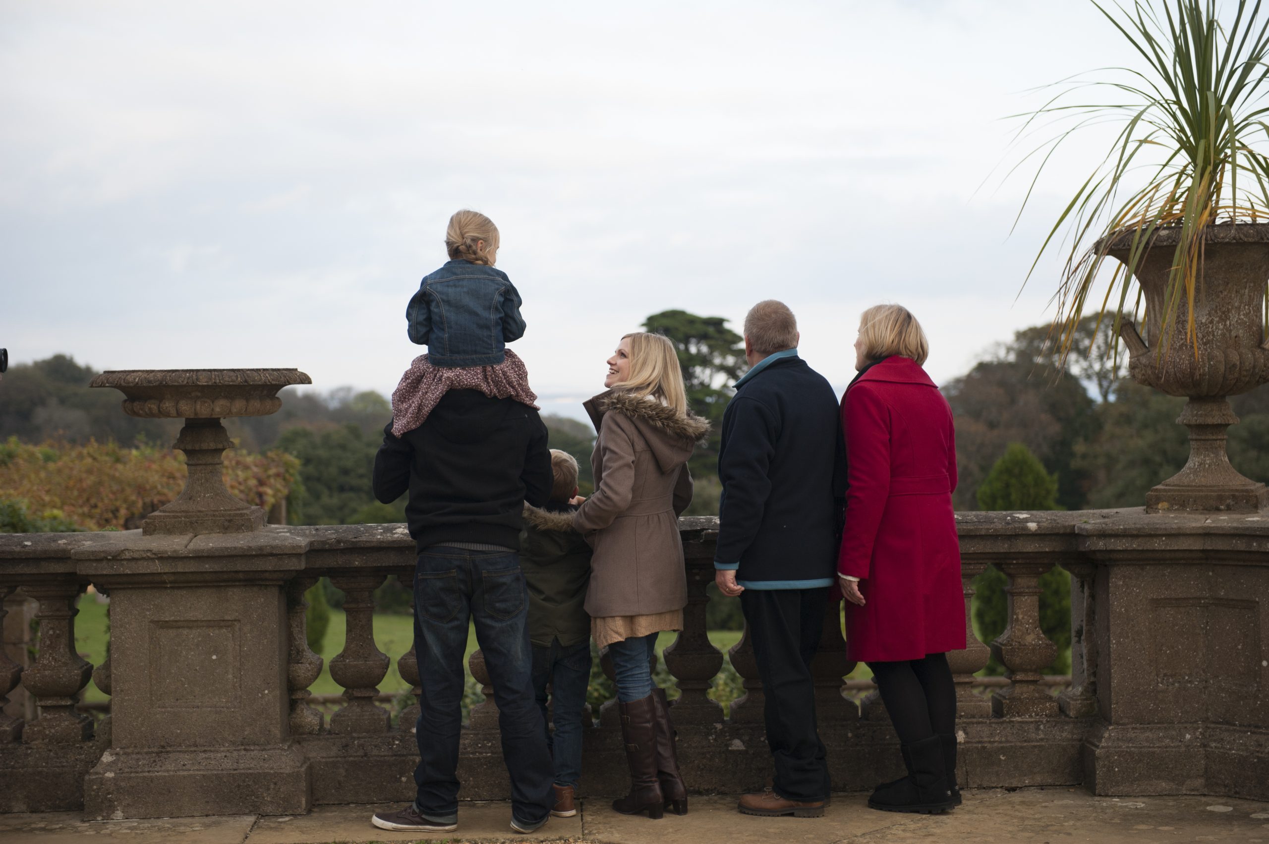 A family looking out over the landscape on the Isle of Wight
