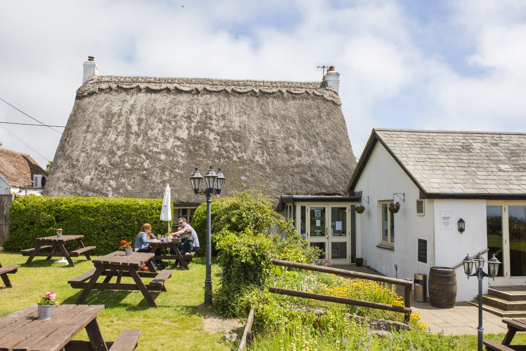 A beer garden in a pub on the Isle of Wight - the Sun Inn