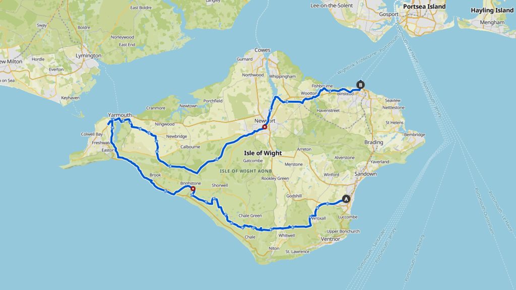 Map showing the Wild Wight Winter walking route