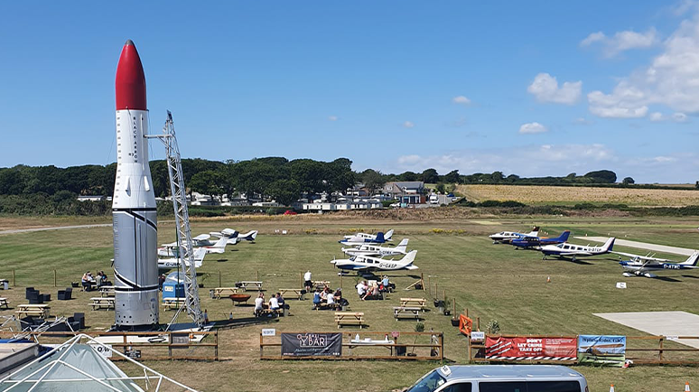 Aerial shot of Isle of Wight Sandown Airport field.