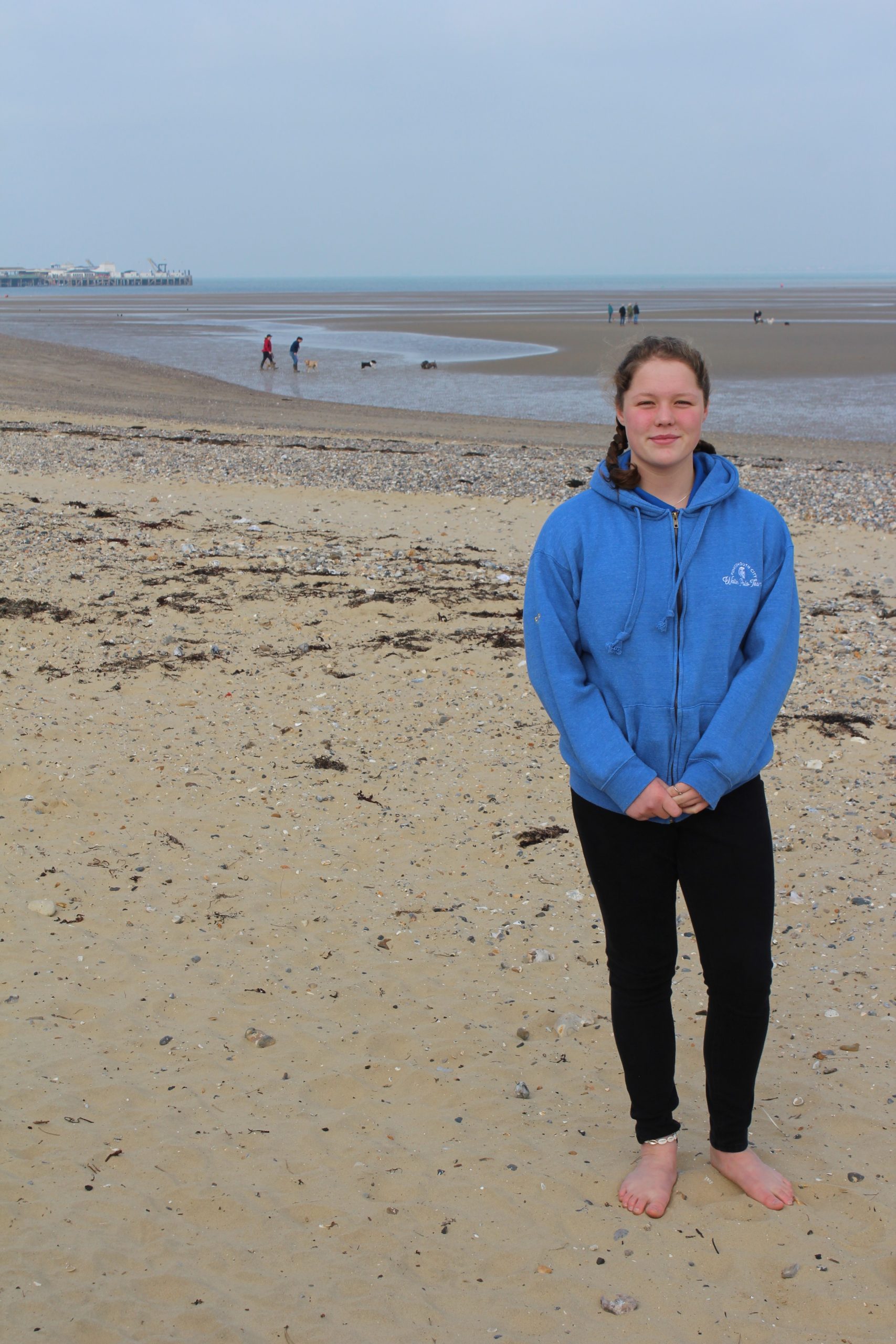 Skye Priede, Talented Athlete on the beach on the Isle of Wight