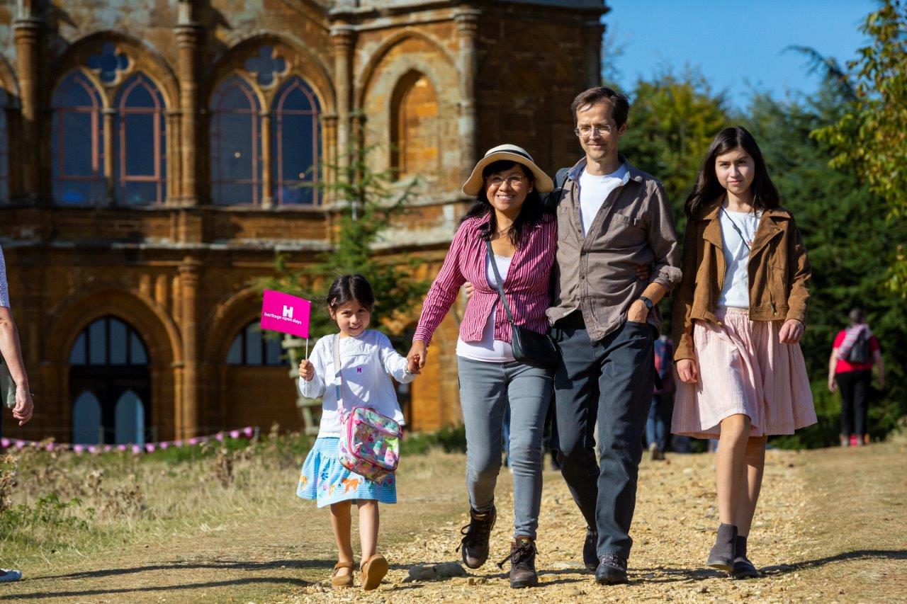 A family visiting the Gothic Temple at Stowe for Heritage Open Days - credit Chris Lacey & Heritage Open Days