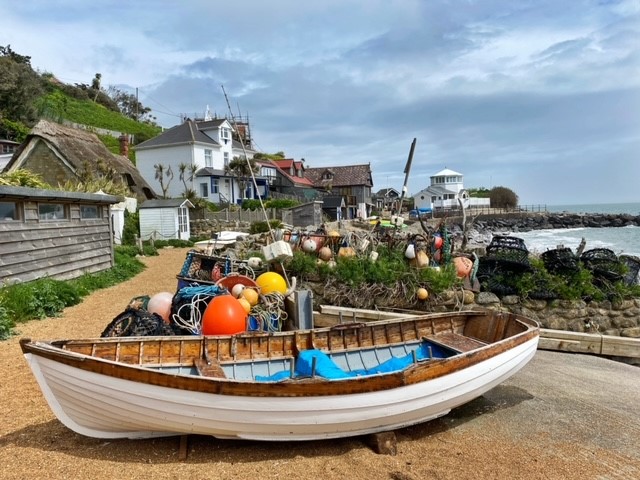 A fishing boat on the beach at Steephill Cove, Isle of Wight - thanks to Darragh Gray