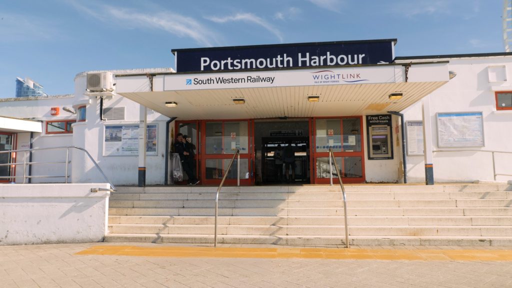 The front entrance to Portsmouth Harbour train station