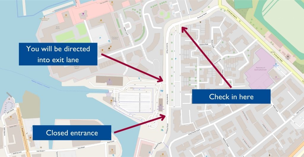 Wightlink Portsmouth Gunwharf port map during entrance works