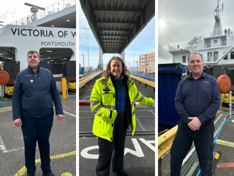 Three employees of a ferry company in a collage