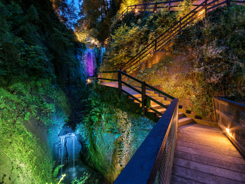 Shanklin Chine at night - an illuminated gorge on the Isle of Wight
