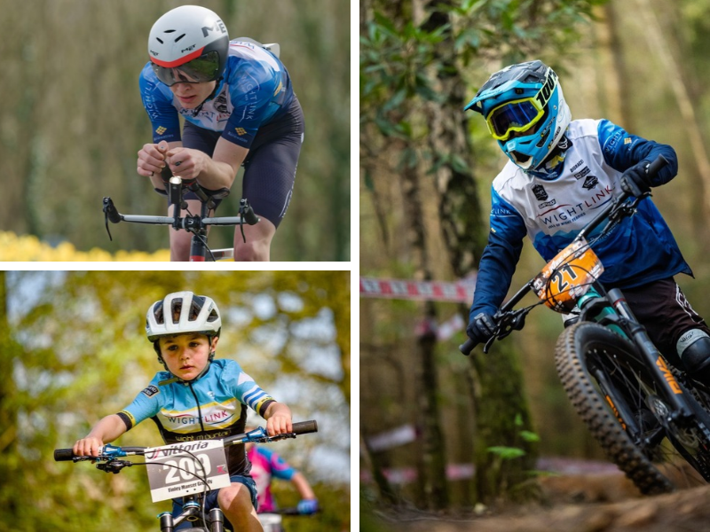 Members of the Isle of Wight Wightlink Cycle Race Team in action - Ewan Cook, Finley Manser-Grundy and Sonny Shuttleworth