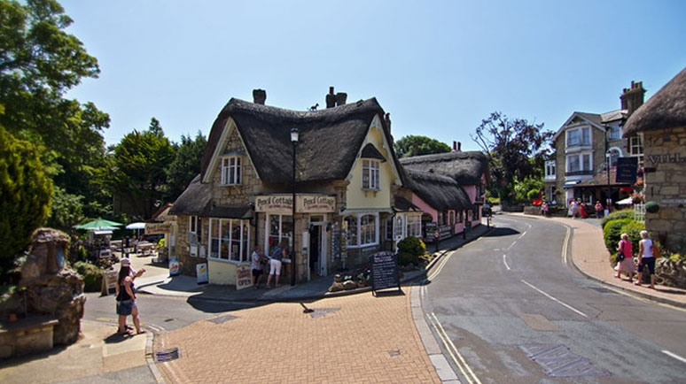 A village on the Isle of Wight with thatched roofs