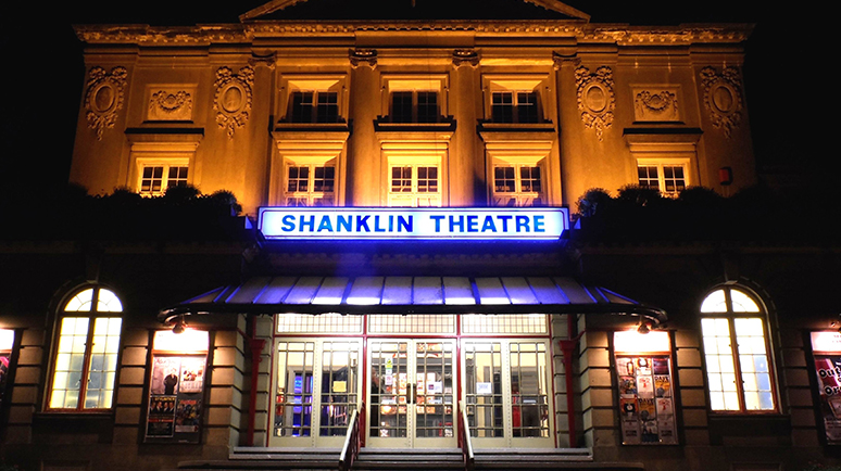 Shanklin Theatre entrance at night