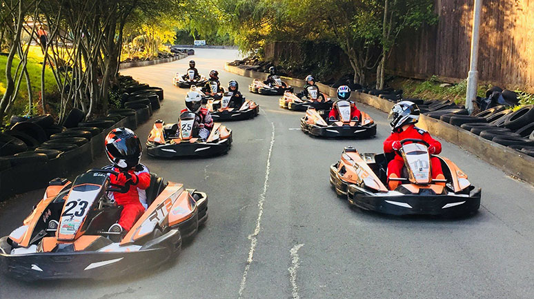 Go karts on a track at Wight Karting Isle of Wight